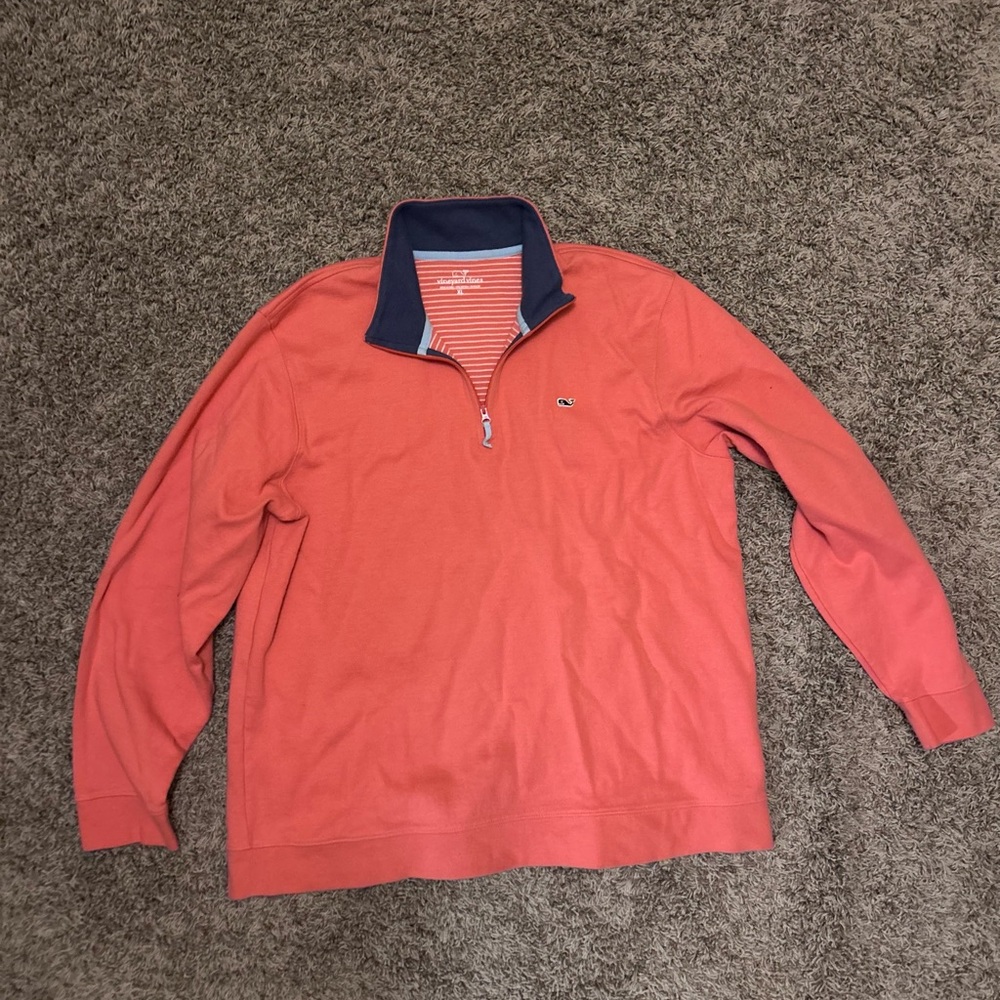 Vineyard Vines Men's Zip Up Coral Sweater